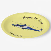 Cartoon politieluchtschroefvliegtuigen papieren bordje (Gekanteld)