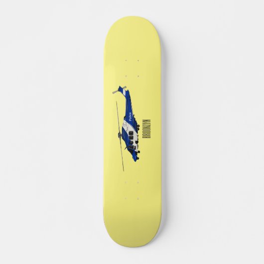 Cartoon politieluchtschroefvliegtuigen persoonlijk skateboard (Voorkant)