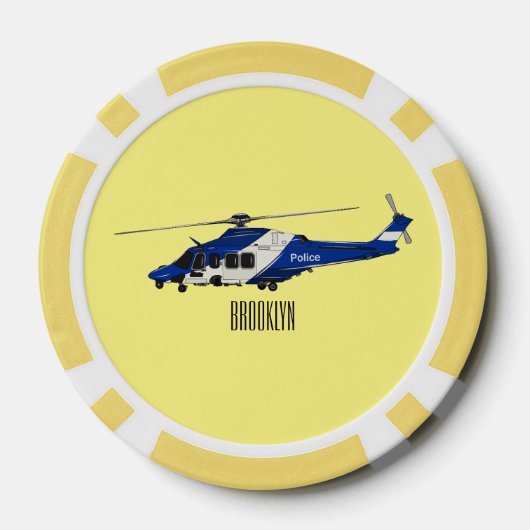 Cartoon politieluchtschroefvliegtuigen poker chips (Achterkant)