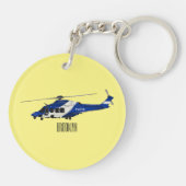 Cartoon politieluchtschroefvliegtuigen sleutelhanger (Achterkant)