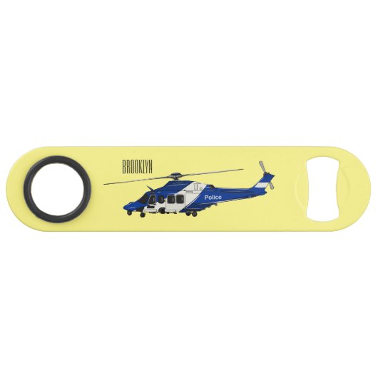 Cartoon politieluchtschroefvliegtuigen speed flessenopener (Voorkant (Horizontaal))