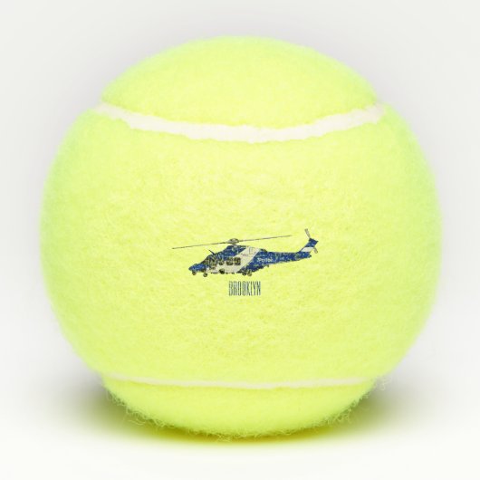 Cartoon politieluchtschroefvliegtuigen tennisballen (Achterkant)