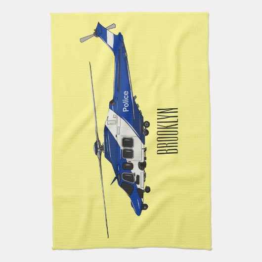 Cartoon politieluchtschroefvliegtuigen theedoek (Verticaal)