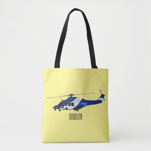 Cartoon politieluchtschroefvliegtuigen tote bag (Voorkant)