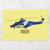 Cartoon politieluchtschroefvliegtuigen voedselcontainer etiket (Enkel label)