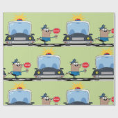 Cartoon politieman cadeaupapier (Vlak)