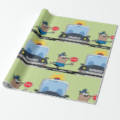 Cartoon politieman cadeaupapier (Uitgerold)