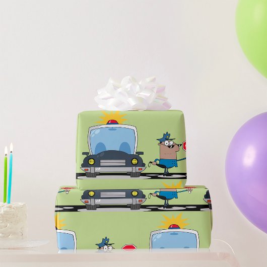 Cartoon politieman cadeaupapier