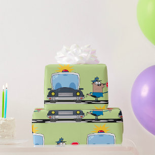 Cartoon politieman cadeaupapier