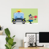 Cartoon politieman poster (Thuiskantoor)