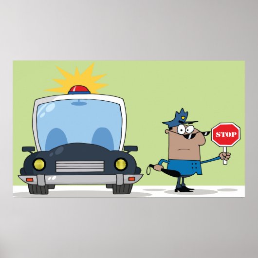 Cartoon politieman poster (Voorkant)