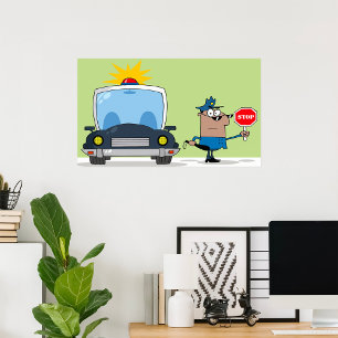 Cartoon politieman poster