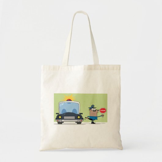 Cartoon politieman Stop Canvas tas (Voorkant)