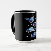 Cartoon politievoertuigen mok (Voorkant links)