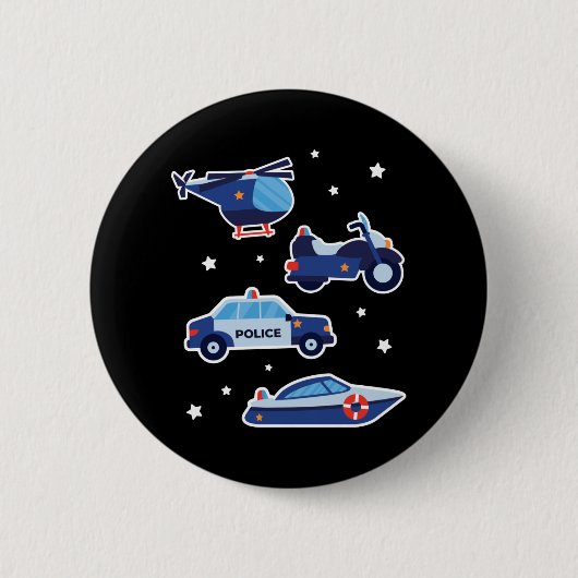 Cartoon politievoertuigen ronde button 5,7 cm (Voorkant)