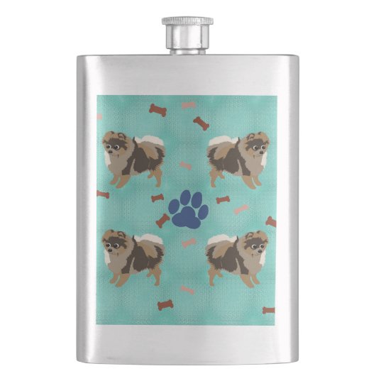 Cartoon Pommeren Heupfles (Voorkant)