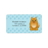 Cartoon Pommerse Puppy Etiket (Voorkant)