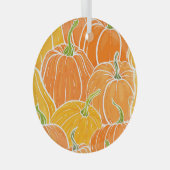 Cartoon pompoen, schattig herfstpatroon. glas ornament (Voorkant Rechts)