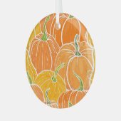 Cartoon pompoen, schattig herfstpatroon. glas ornament (Voorkant links)