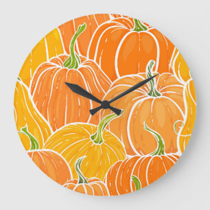 Cartoon pompoen, schattig herfstpatroon. grote klok