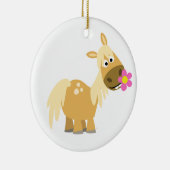 Cartoon Pony en bloem Keramisch Ornament (Rechts)