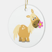 Cartoon Pony en bloem Keramisch Ornament (Links)