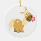 Cartoon Pony en bloem Keramisch Ornament (Achterkant)