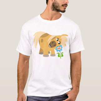 Cartoon Pony en Bloem Vrouw T-shirt