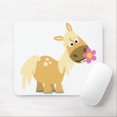 Cartoon Pony en Bloemenmousepad Muismat (Met muis)