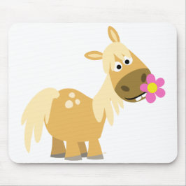 Cartoon Pony en Bloemenmousepad Muismat