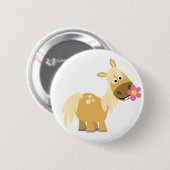 Cartoon Pony en Blokkerknop badge Ronde Button 5,7 Cm (Voorkant /achterkant)