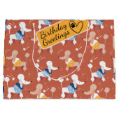 Cartoon poodle naadloos patroon grote cadeau tas groot cadeauzakje (Voorkant)