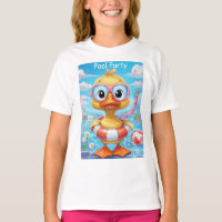 Cartoon Pool Party Duck met snorkel en zwemuitrust