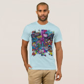 Cartoon Pop Cultuur Mashup - Levendige Retro T-shirt (Voorkant volledig)