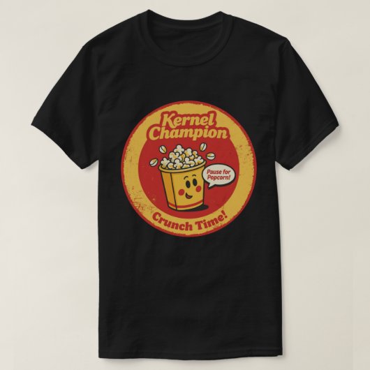 Cartoon Popcorn Emmer "Kernel Champion" Grafisch o T-shirt (Design voorkant)