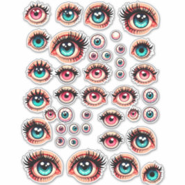 cartoon poppenogen kleur illustraties kunst sticker