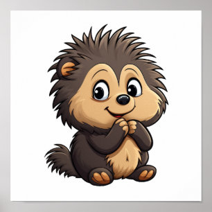 Cartoon porcupine illustratie poster