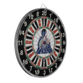 Cartoon Portret van Donald Trump Dartbord (Voorkant Links)