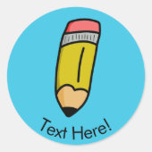 Cartoon potlood ronde sticker (Voorkant)