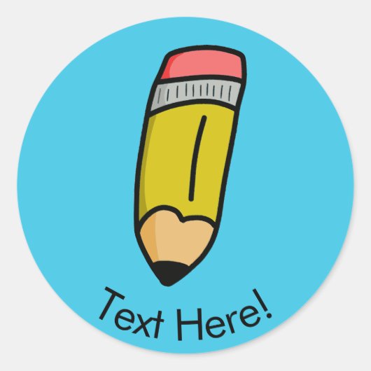 Cartoon potlood ronde sticker (Voorkant)