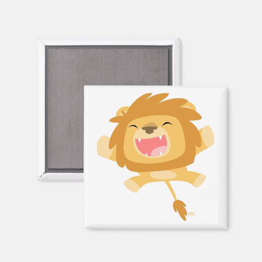 Cartoon Pouncing Lion magneet (Voorkant / Achterkant)
