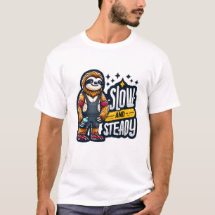 Cartoon Pret Fun Luiaard Workout - Langzaam en Ges T-shirt