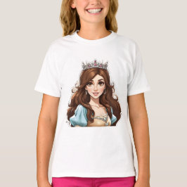 Cartoon Prinses Lang Haar Tiara Kroonbaljurk T-shirt