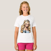 Cartoon Prinses Lang Haar Tiara Kroonbaljurk T-shirt (Voorkant volledig)