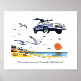 Cartoon print Gullwing Mercedes
