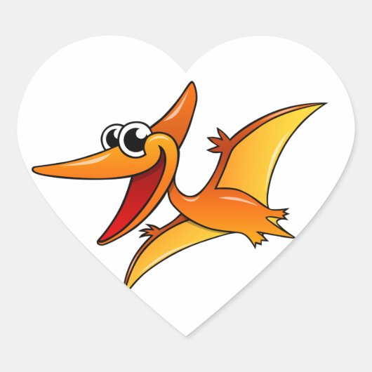 Cartoon pterodactyl hart sticker (Voorkant)