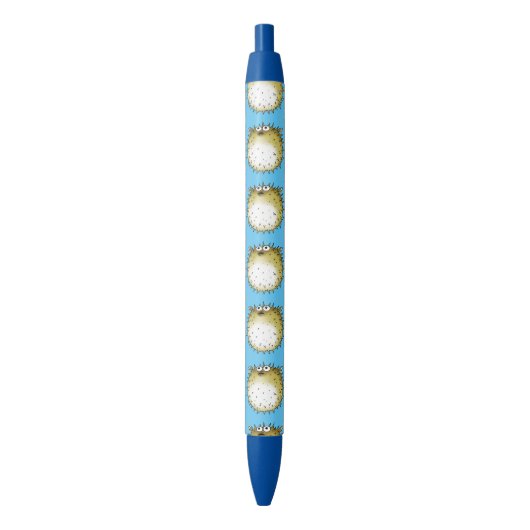 cartoon puffelvis zwarte inkt pen (Voorkant Verticaal)