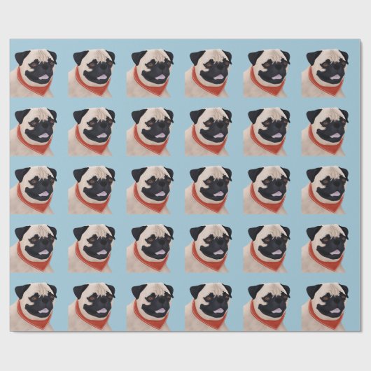 Cartoon Pug Cadeaupapier (Vlak)