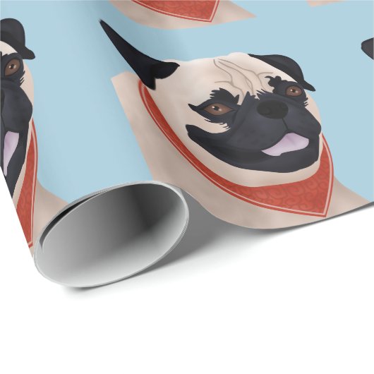 Cartoon Pug Cadeaupapier (Rol Hoek)