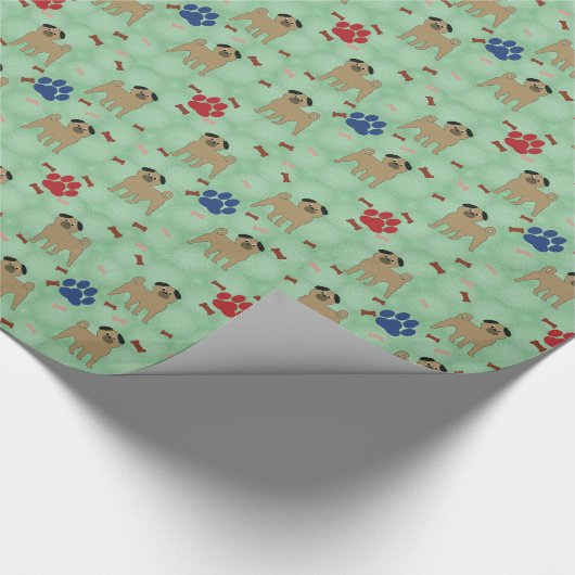 Cartoon Pug Cadeaupapier (Hoek)